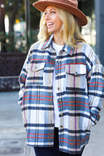 Load image into Gallery viewer, Perfectly You Taupe &amp; Blue Plaid Flannel Button Down Shacket

