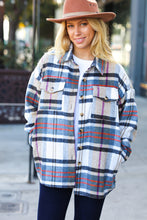 Load image into Gallery viewer, Perfectly You Taupe &amp; Blue Plaid Flannel Button Down Shacket
