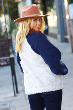 Load image into Gallery viewer, Seize The Day Navy &amp; Taupe Quarter Zip Sherpa Pullover
