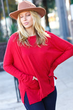 Load image into Gallery viewer, Going My Way Red Hacci Dolman Pocketed Sweater Top

