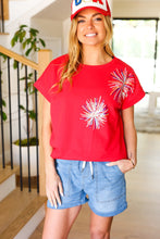 Load image into Gallery viewer, Light Me Up Red Sequin Firework Dolman Top
