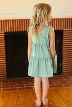 Load image into Gallery viewer, Kids Joyful Sage Tiered Ruffle Sleeveless Dress
