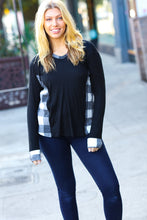 Load image into Gallery viewer, Adorable In Black &amp; Ivory Plaid Hacci Knit Hoodie
