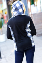 Load image into Gallery viewer, Adorable In Black &amp; Ivory Plaid Hacci Knit Hoodie
