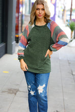 Load image into Gallery viewer, Carry On Forest Green Stripe Textured Knit Top
