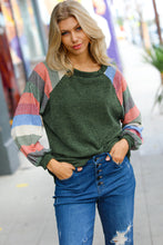 Load image into Gallery viewer, Carry On Forest Green Stripe Textured Knit Top
