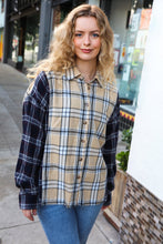 Load image into Gallery viewer, Navy &amp; Beige Cotton Plaid Hi-Lo Shirt Top
