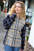 Load image into Gallery viewer, Navy &amp; Beige Cotton Plaid Hi-Lo Shirt Top
