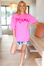 Load image into Gallery viewer, Take A Bow Pink &quot;Mama&quot; Embroidery Puff Sleeve Sweater Top
