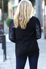 Load image into Gallery viewer, Black Hacci Floral Lace Bubble Sleeve Top
