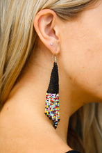 Load image into Gallery viewer, Black &amp; Multicolor Beaded Pyramid Drop Earrings
