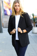 Load image into Gallery viewer, More To Love Black Notched Lapel Ruched Sleeve Blazer

