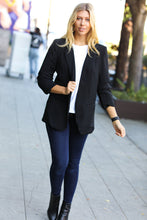 Load image into Gallery viewer, More To Love Black Notched Lapel Ruched Sleeve Blazer
