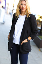 Load image into Gallery viewer, More To Love Black Notched Lapel Ruched Sleeve Blazer

