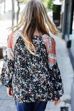 Load image into Gallery viewer, Boho Floral Ethnic Print Front Tie Woven Blouse
