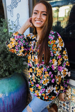 Load image into Gallery viewer, Boho Vibes Notch Tie Neck Floral Print Long Sleeve Blouse
