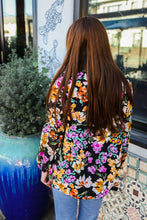 Load image into Gallery viewer, Boho Vibes Notch Tie Neck Floral Print Long Sleeve Blouse
