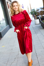 Load image into Gallery viewer, Be Your Own Star Ruby Mock Neck Velvet Dress
