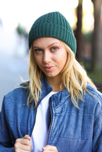 Load image into Gallery viewer, Let&#39;s Go Emerald Green Cable Knit Beanie

