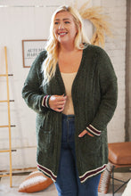 Load image into Gallery viewer, Forest Green Chenille Velvet Open Pocket Cardigan
