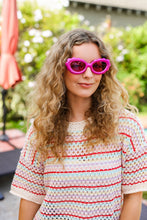 Load image into Gallery viewer, Fuchsia Oval Cat Eye Scalloped Sunglasses
