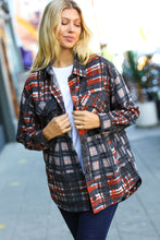 Load image into Gallery viewer, Plaid Happy Black &amp; Rust Jacquard Oversize Pocketed Shacket
