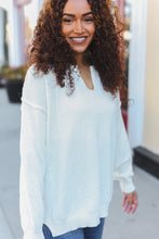 Load image into Gallery viewer, Lock Eyes Ivory Notched Neck With Patch Oversized Sweater
