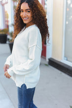 Load image into Gallery viewer, Lock Eyes Ivory Notched Neck With Patch Oversized Sweater

