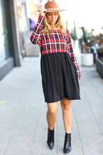 Load image into Gallery viewer, Holiday Plaid Twofer Babydoll Dress
