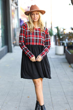 Load image into Gallery viewer, Holiday Plaid Twofer Babydoll Dress
