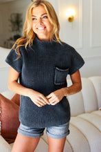 Load image into Gallery viewer, On Your Way Up Black Washed Mock Neck Knit Top
