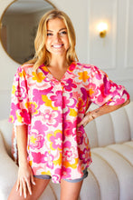 Load image into Gallery viewer, All That You Need Pink Floral Puff Sleeve V Neck Top
