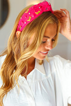 Load image into Gallery viewer, Fuchsia Stone &amp; Gem Cowboy Boot Embellished Top Knot Headband
