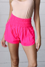Load image into Gallery viewer, Neon Coral Smocked Waistband Work Out Shorts
