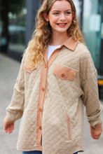 Load image into Gallery viewer, Eyes On You Taupe Quilted Knit Button Down Shacket
