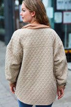Load image into Gallery viewer, Eyes On You Taupe Quilted Knit Button Down Shacket
