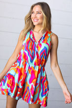 Load image into Gallery viewer, Vibrant Multicolor Abstract Sleeveless Surplice Romper
