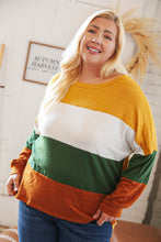 Load image into Gallery viewer, Mustard &amp; Green Color Block Hacci Knit Top
