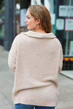 Load image into Gallery viewer, Feeling It Taupe Half Zip Collared Knit Sweater
