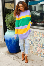 Load image into Gallery viewer, Love Found Mardi Gras Mohair Stripe Rib Knit Tunic Sweater
