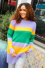 Load image into Gallery viewer, Love Found Mardi Gras Mohair Stripe Rib Knit Tunic Sweater
