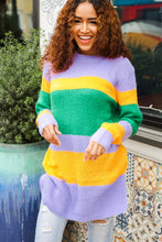 Load image into Gallery viewer, Love Found Mardi Gras Mohair Stripe Rib Knit Tunic Sweater
