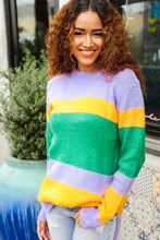 Load image into Gallery viewer, Love Found Mardi Gras Mohair Stripe Rib Knit Tunic Sweater
