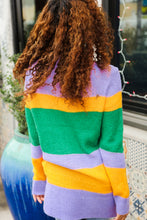 Load image into Gallery viewer, Love Found Mardi Gras Mohair Stripe Rib Knit Tunic Sweater

