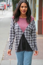 Load image into Gallery viewer, Houndstooth Cashmere Feel Color Block Top
