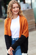 Load image into Gallery viewer, Layer Me Up Rust &amp; Black Color Block Knit Open Cardigan
