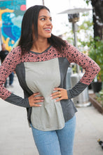 Load image into Gallery viewer, Floral and Stripe Block Raglan Knit Top
