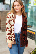 Load image into Gallery viewer, Taupe &amp; Sepia Leopard Print Color Block Cardigan
