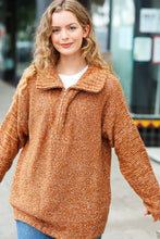 Load image into Gallery viewer, Perfectly You Rust Two Tone Half Zip Collared Knit Sweater
