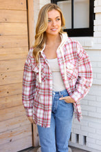 Load image into Gallery viewer, Make Your Day Pink Plaid Frayed Hoodie Jacket
